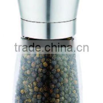 SINOGLASS trade assurance Elemental Kitchen glass bottle stainless steel top pepper mill