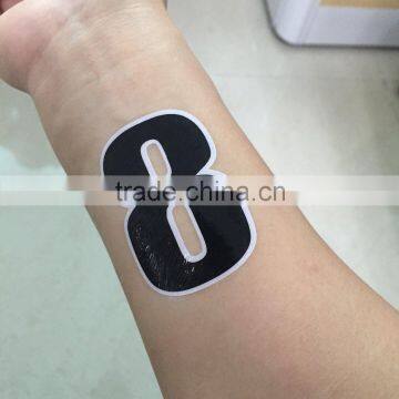 Made in Dongguan all-around athlete skin safe temporary numbers tattoos