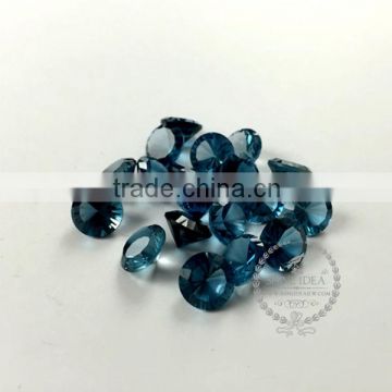 9-9.5mm round faceted cut natural london blue topaz semi precious loose stone gemstone DIY ring earrings cabochon 4110108