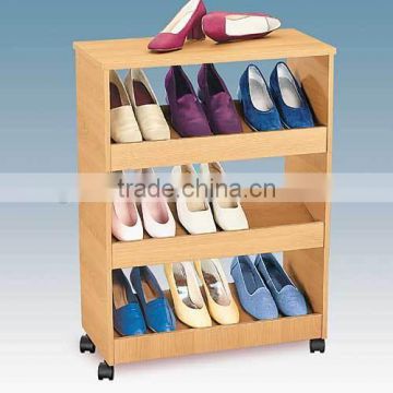 New design wooden rolling shoe cart for wholesale