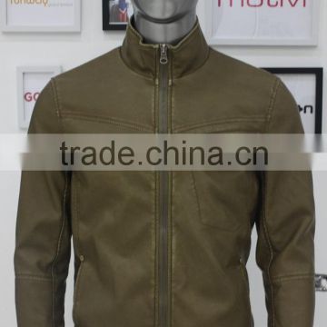 2014 leather fabric wholesell PU jacket for men russia style Fob price