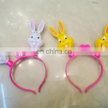 cheap party plastic LED flashing lighted rabbit bunny ear headband PH-0042
