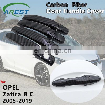Exterior Gloss Black Carbon Fiber Door Handle Cover Car Accessories for Opel Zafira B C Family Vauxhall Tourer Present 2005~2019