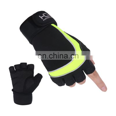 HANDLANDY Hi-vis Green Neoprene Gym Gloves Weight Lifting Sports Bike Gloves Fitness Training