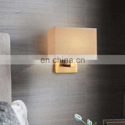 Acrylic LED Wall Lamp Black Gold LED Bedside Corridor Wall Lamp Iron Cloth Lampshade Wall Light