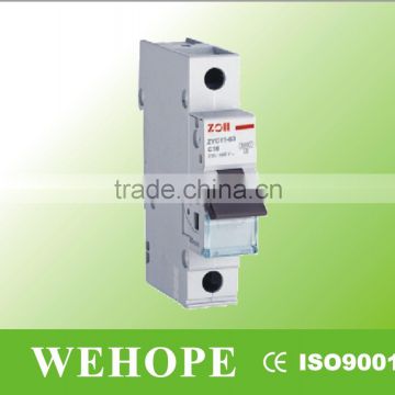 mcb switch ZYC11-63 Miniature Circuit Breaker with high short-circuit capacity