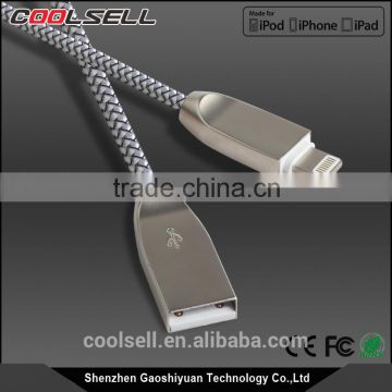 MFi certified cable nylon complex braided zinc alloy 8pin USB cable for Apple with MFi approval for iPhone7/7plus