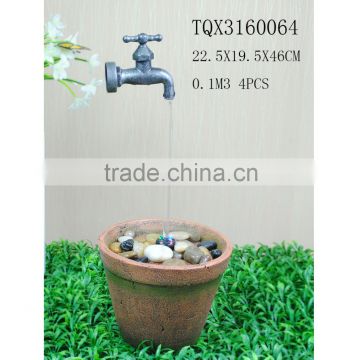 Resin garden clay pot artificial water fountain