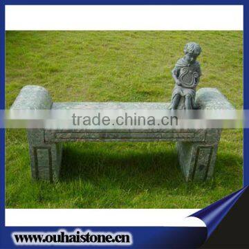 Carved Stone Straight Classic Garden Bench With Armrest