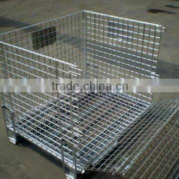 Steel foldable heavy duty wire mesh container