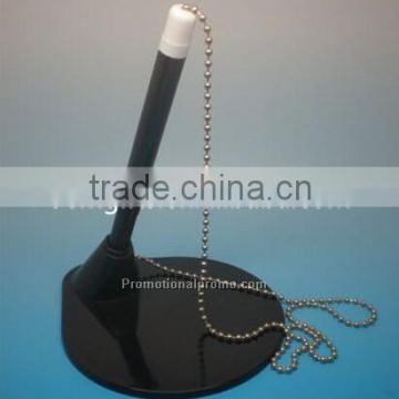 Promotional Plastic Table Counter Pen With Metal Chain
