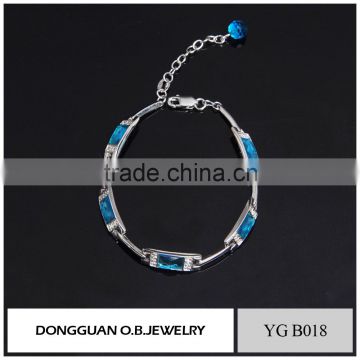 Fashion blue glass jewelry bracelet brass bangle bracelet with wholesale price
