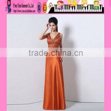 Latest Design Deep-V Neckline Good Quality Fashion Dress Wholesale Backless High Slits Good Quality Fashion Dress