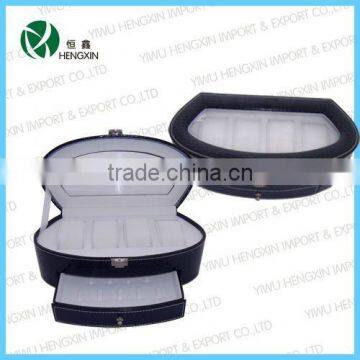 HX-W5017,leather watch display box,hot selling wholesale cheap brand watch boxes cases with tranparent window