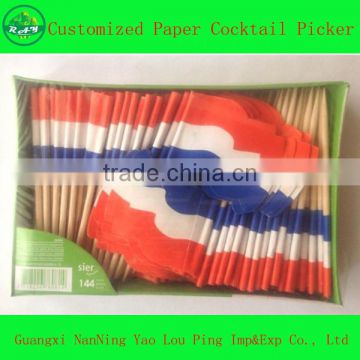 Wooden party national flag toothpicks