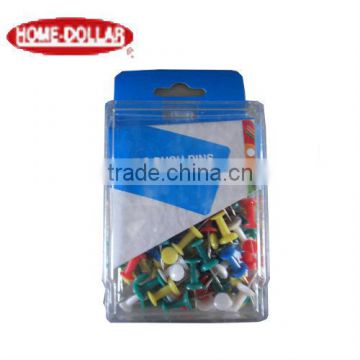 Plastic Head Push Pins, Steel Point, Assorted Colors, 100 Per Box