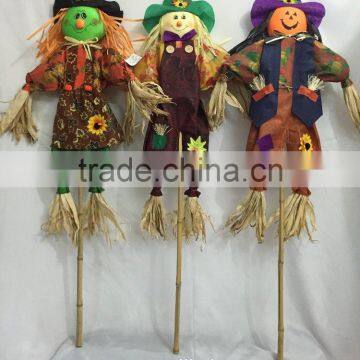Big size straw and fabric scarecrow for autumn and harvest decoration