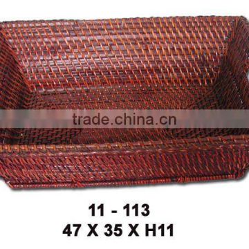 Square rattan basket with handles