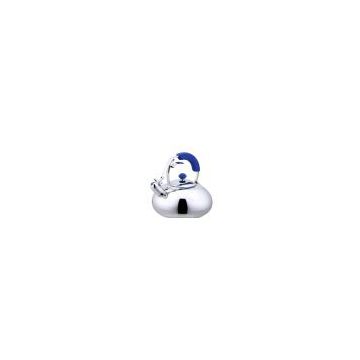 whistling kettle with blue silicon auto handles