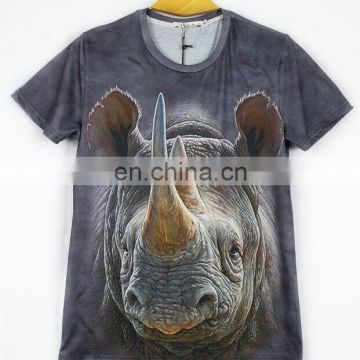 Polyester & Cotton Material Wholesale Crazy 3D T-shirt Hot Sale Rhinoceros Design