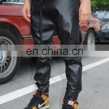fashion Leather Drop crotch pants - Drop Crotch Jogger Leather Pants - fashion Leather ladies pant