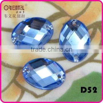 2holes dyeable decorative oval shaped Taiwan acrylic stone