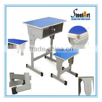 New style steel adjustable height student desk and chair/school student desk and chair