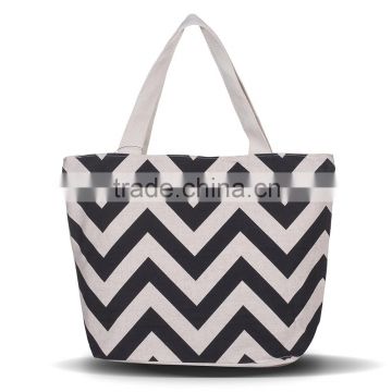 New Arrival Simple Design Black White Wave Printing Women Shoulder Bag
