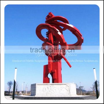 304 Large Red Colored Stainless Steel Sculpture for Grand Plaza Deco