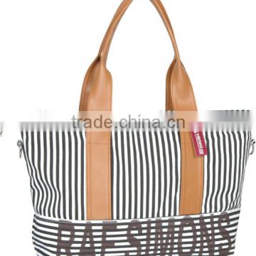 Fashionable canvas tote Bags with PU handle