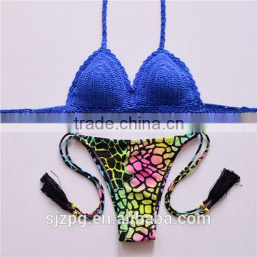 new design ladies sexy crochet triangle bikini, lady's crochet triangle bikini