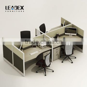 Luxury wooden open modular cubicle office 4 person workstation furniture