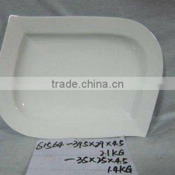 Stock white glazed oval porcelain plate S1564