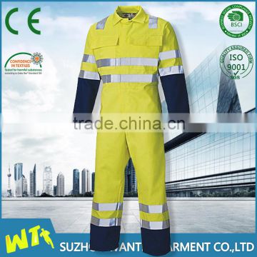 custom fluorescent construction workwear overalls engineering uniform workwear coveralls with reflective tape