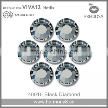 PRECIOSA Flat Back Hot Fix Rhinestones, Black Diamond MC Chaton Rose VIVA12