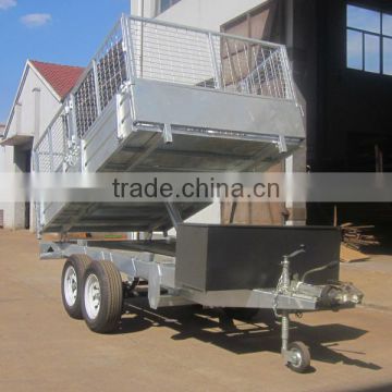 Hot Dipped Galvanized Hydraulic Tipper Box Trailer with 600mm Cage