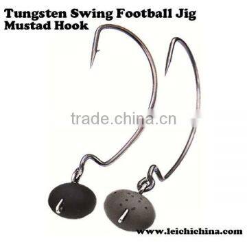 three color fishing Tungsten Swing Football Jig Mustad hook