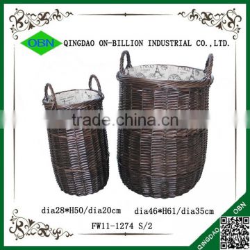 Large black wicker eco-friendly laundry basket