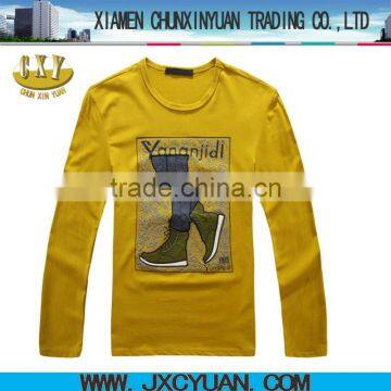 wholesale fashion design long sleeve men t shirt with printing