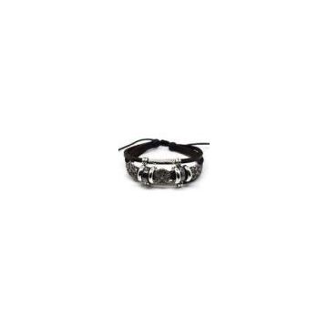 Adjustable 18cm - 28cm handmade cord knotting Custom Leather bangle Bracelets G0112