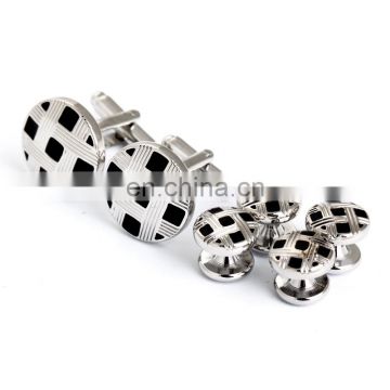 Popular metal studs black sliver cufflinks with buttons