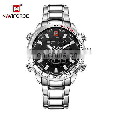 New Style NAVIFORCE 9093 Stainless Steel Quartz+Digital Men Watch