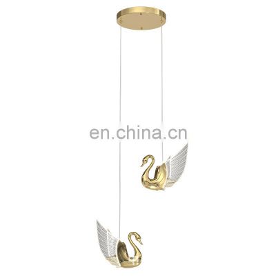 Good Quality Gold Swan LED Ceiling Pendant Lamp For Kids Lving Room Bedroom Modern Decor Hanging Light