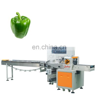 High Efficiency Pillow Type Flow Food Packaging Machinery Capsicums Fruits Vegetable Packing Machine 30-390mm