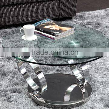 Mirror stainless steel rotating glass table