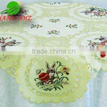 easter table cloth with rabbit embroidery