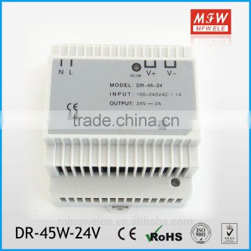 MEAN WELL 45W din rail 24v smps with UL CE Rohs approved