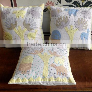 100 % Cotton Colorful handmade applique cushion covers home decor