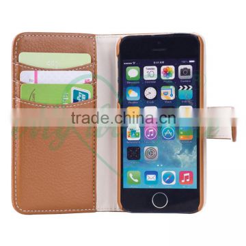 Newest Leather Cellphone 2 in 1 Wallet Case for iphone 5se with Three Card Slots