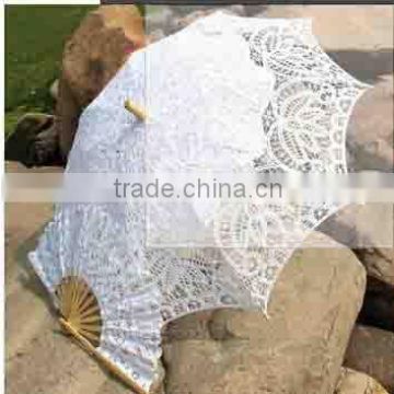 wholesale wedding parasol Antique battenburg lace wedding parasol and fan set parasol and new pattern Valentine Gift Umbrella